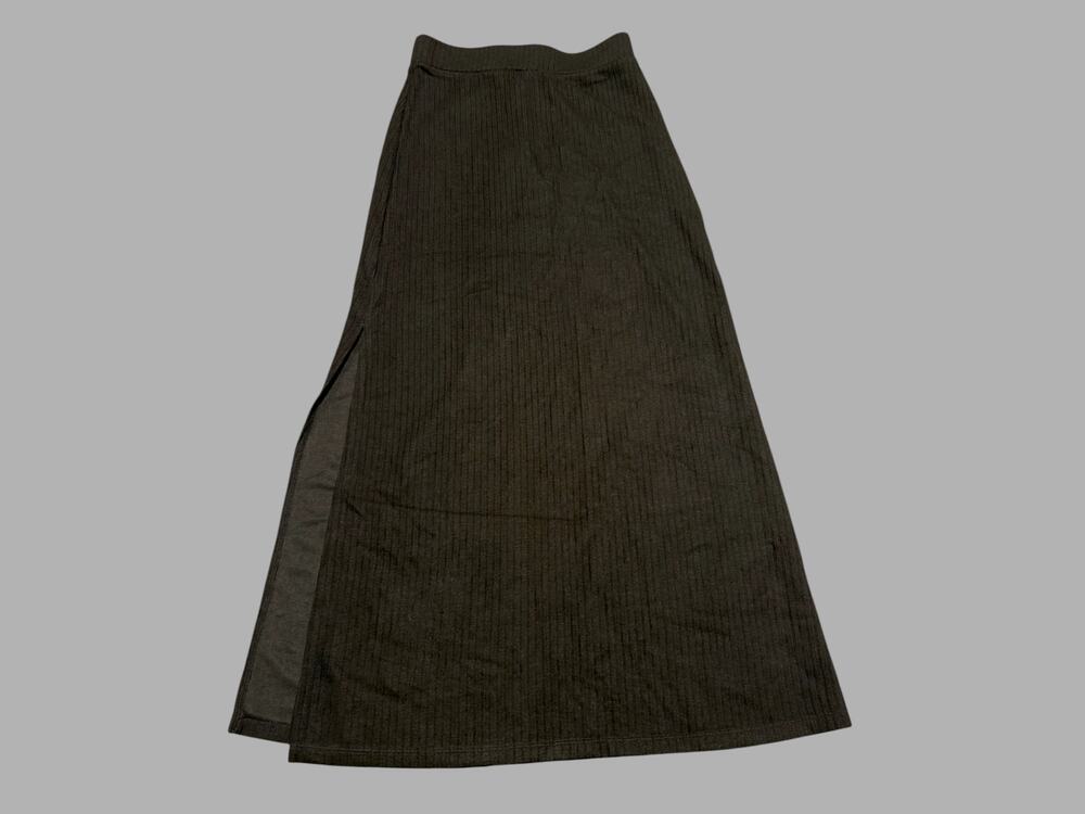 NWT Halara Black Ribbed Midi Maxi Skirt Side Slit Stretch Casual Size S